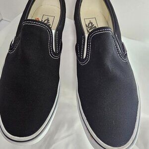 Vans Classic Slip-On Canvas Sneakers Black/White Women 9 Mens 7.5